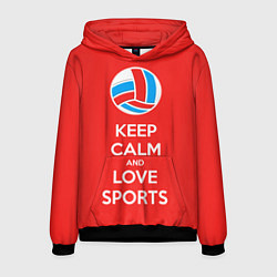 Толстовка-худи мужская Keep Calm & Love Volleyball, цвет: 3D-черный