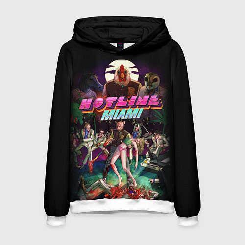 Мужская толстовка Hotline Miami / 3D-Белый – фото 1