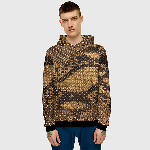 Мужская толстовка Змеиная кожа / 3D-Черный – фото 3