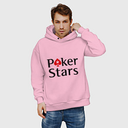 Толстовка оверсайз мужская Poker Stars, цвет: светло-розовый — фото 2