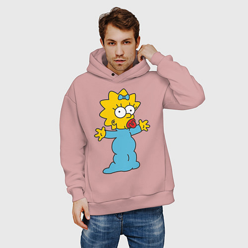 Мужское худи оверсайз Maggie Simpson / Пыльно-розовый – фото 3
