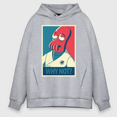 Мужское худи оверсайз Zoidberg: Why not? / Меланж – фото 1