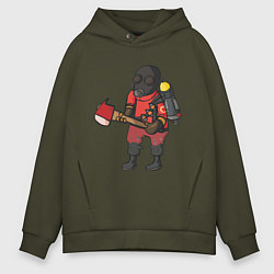 Толстовка оверсайз мужская Pyro comics - TF2, цвет: хаки
