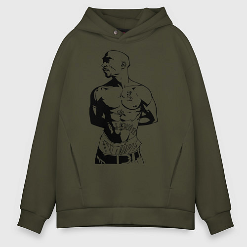 Мужское худи оверсайз 2pac / Хаки – фото 1