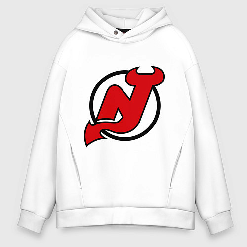 Мужское худи оверсайз New Jersey Devils / Белый – фото 1