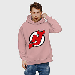 Толстовка оверсайз мужская New Jersey Devils, цвет: пыльно-розовый — фото 2