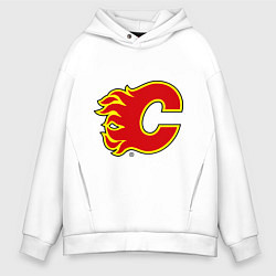 Толстовка оверсайз мужская Calgary Flames, цвет: белый