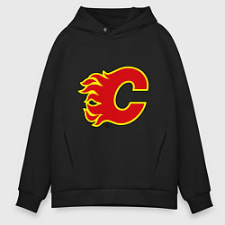 Толстовка оверсайз мужская Calgary Flames, цвет: черный