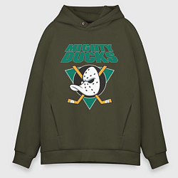 Толстовка оверсайз мужская Anaheim Mighty Ducks, цвет: хаки