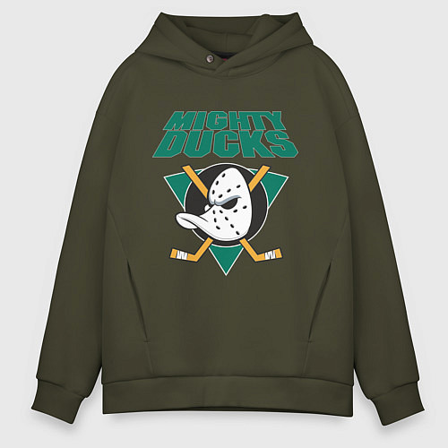 Мужское худи оверсайз Anaheim Mighty Ducks / Хаки – фото 1