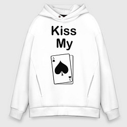 Толстовка оверсайз мужская Kiss my card, цвет: белый