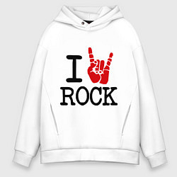 Толстовка оверсайз мужская I love rock, цвет: белый