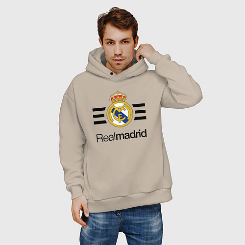 Мужское худи оверсайз Real Madrid Lines / Миндальный – фото 3