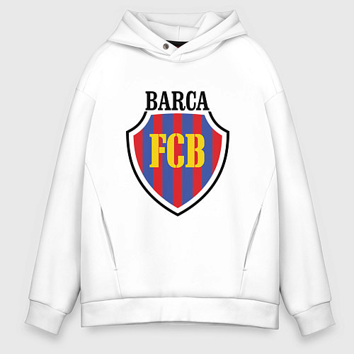 Мужское худи оверсайз Barca FCB / Белый – фото 1