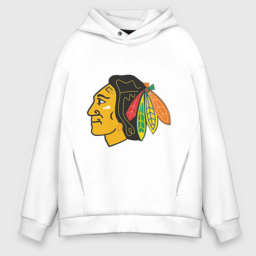 Мужское худи оверсайз Chicago Blackhawks / Белый – фото 1