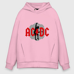 Толстовка оверсайз мужская AC/DC: Angus Young, цвет: светло-розовый