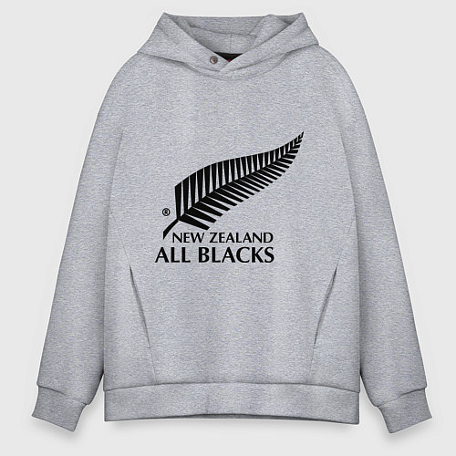 Мужское худи оверсайз New Zeland: All blacks / Меланж – фото 1