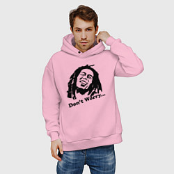 Толстовка оверсайз мужская Bob Marley: Don't worry, цвет: светло-розовый — фото 2