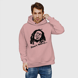 Толстовка оверсайз мужская Bob Marley: Don't worry, цвет: пыльно-розовый — фото 2
