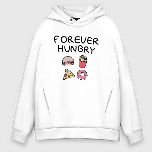 Мужское худи оверсайз Forever Hungry / Белый – фото 1