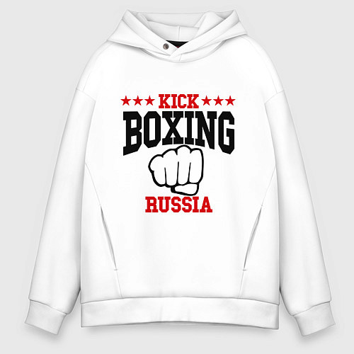 Мужское худи оверсайз Kickboxing Russia / Белый – фото 1