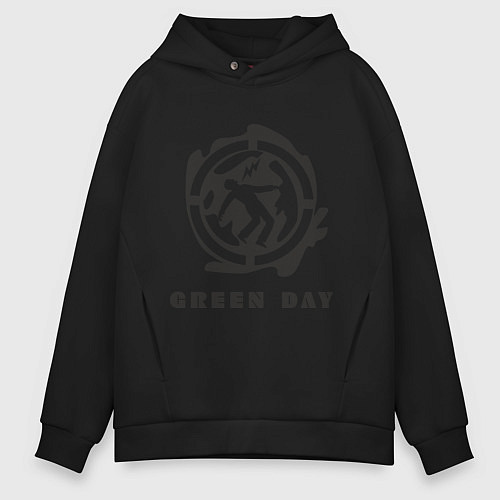 Мужское худи оверсайз Green Day: Red Symbol / Черный – фото 1