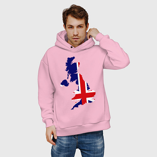 Мужское худи оверсайз Великобритания (Great Britain) / Светло-розовый – фото 3