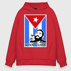 Толстовка оверсайз мужская Fidel: Viva, Cuba!, цвет: красный