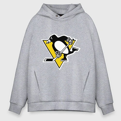 Мужское худи оверсайз Pittsburgh Penguins / Меланж – фото 1