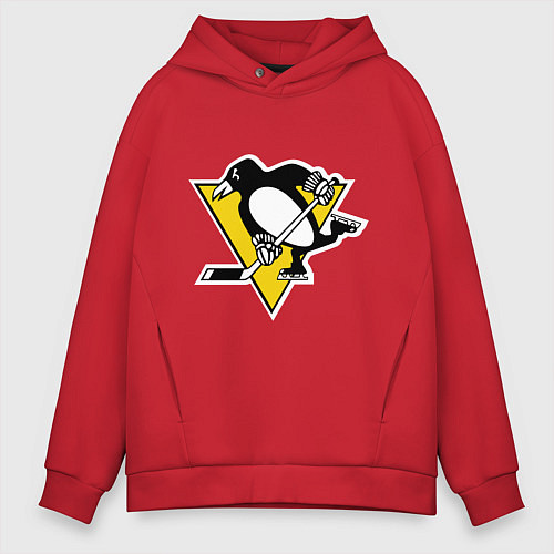 Мужское худи оверсайз Pittsburgh Penguins / Красный – фото 1
