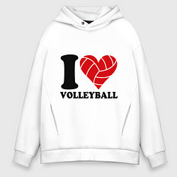 Мужское худи оверсайз I love volleyball - Я люблю волейбол