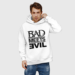 Толстовка оверсайз мужская Bad Meets Evil, цвет: белый — фото 2