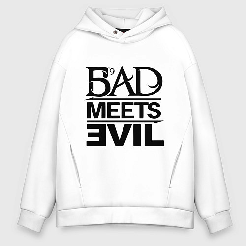 Мужское худи оверсайз Bad Meets Evil / Белый – фото 1