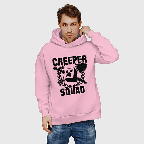 Мужское худи оверсайз Creeper Squad / Светло-розовый – фото 3