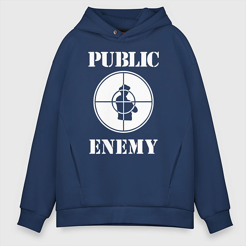 Мужское худи оверсайз Public Enemy / Тёмно-синий – фото 1