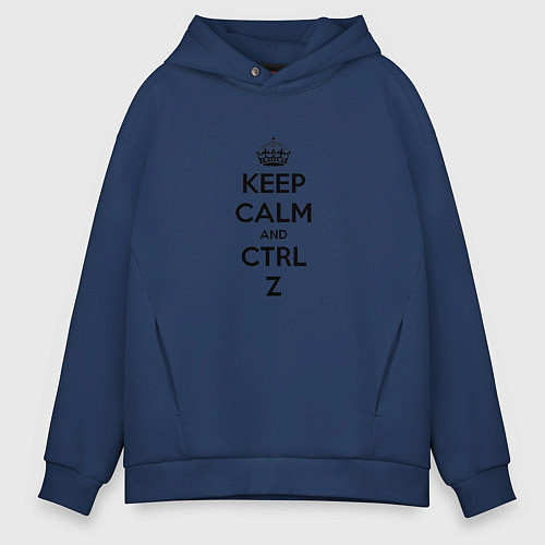 Мужское худи оверсайз Keep Calm & Ctrl + Z / Тёмно-синий – фото 1