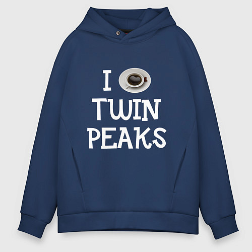 Мужское худи оверсайз I love Twin Peaks / Тёмно-синий – фото 1