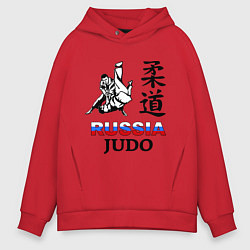 Толстовка оверсайз мужская Russia Judo, цвет: красный