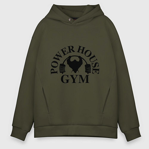 Мужское худи оверсайз Power House Gym / Хаки – фото 1