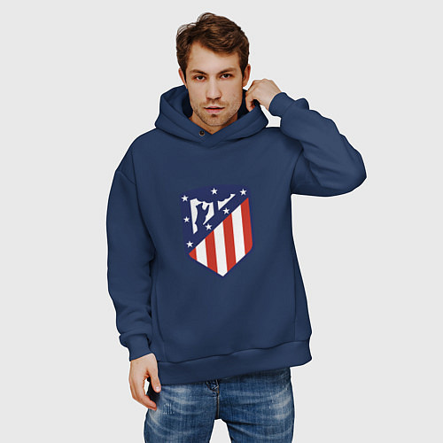 Мужское худи оверсайз Atletico Madrid / Тёмно-синий – фото 3