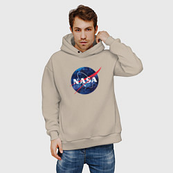 Толстовка оверсайз мужская NASA: Cosmic Logo, цвет: миндальный — фото 2