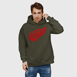 Толстовка оверсайз мужская Detroit Red Wings: Pavel Datsyuk, цвет: хаки — фото 2