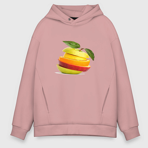 Мужское худи оверсайз Мега яблоко / Пыльно-розовый – фото 1