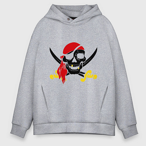 Мужское худи оверсайз Пиратская футболка / Меланж – фото 1