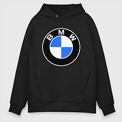 Толстовка оверсайз мужская Logo BMW, цвет: черный