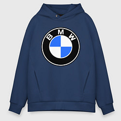 Толстовка оверсайз мужская Logo BMW, цвет: тёмно-синий