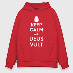 Толстовка оверсайз мужская Keep Calm & Deus Vult, цвет: красный