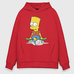 Толстовка оверсайз мужская Барт на скейте, цвет: красный