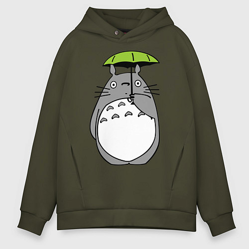 Мужское худи оверсайз Totoro с зонтом / Хаки – фото 1