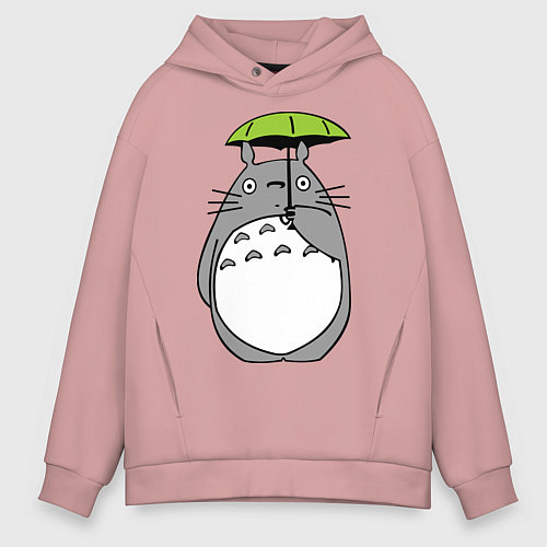 Мужское худи оверсайз Totoro с зонтом / Пыльно-розовый – фото 1